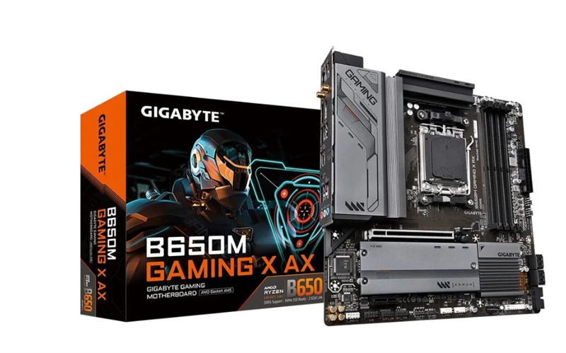 GIGABYTE B650M GAMING X AX, AM5, B650, 4*DDR5, DP+HDMI,  4 SATA 6 /, M2, Audio, Gb LAN, USB 3.2, USB 2.0, Type-C, COM*1 header, mATX