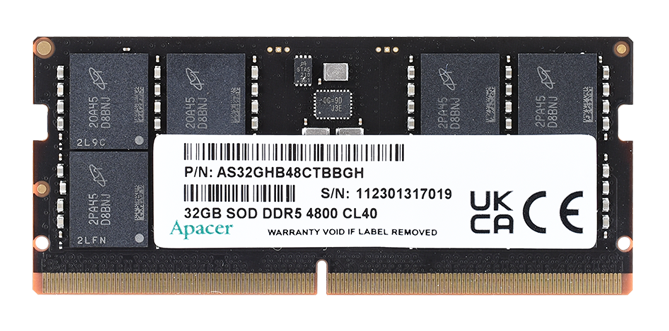 Apacer  DDR5  32GB  4800MHz SO-DIMM (PC5-38400) CL40 1.1V (Retail) 2048*8  3 years (AS32GHB48CTBBGH/FS.32G2A.PTH)